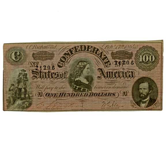 $ 100 Feb 17 1864 Series CSA Note