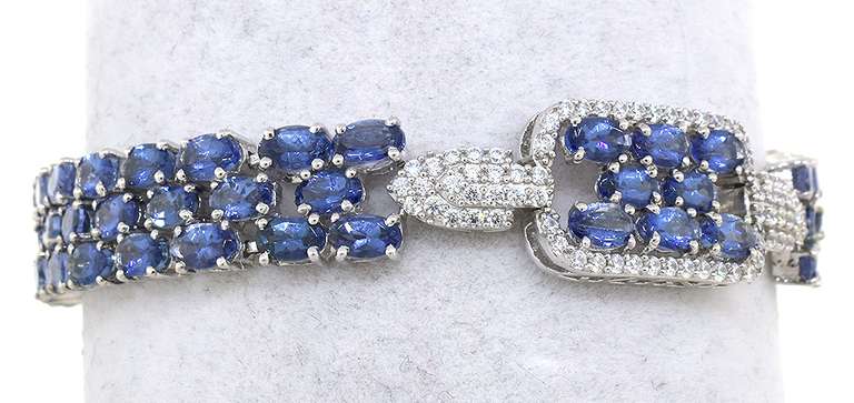 Dynamic Tanzanite & CZ Bracelet in Platinum-Plated Silver