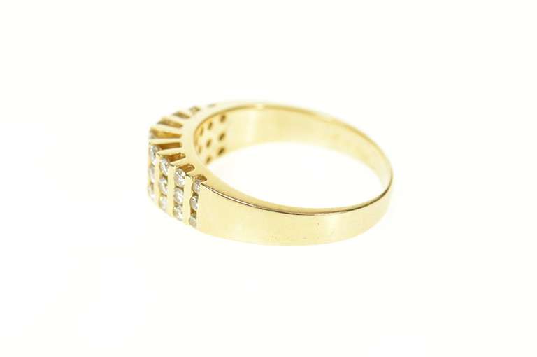 14K Yellow Gold Graduated Diamond Striped Statement Band Ring