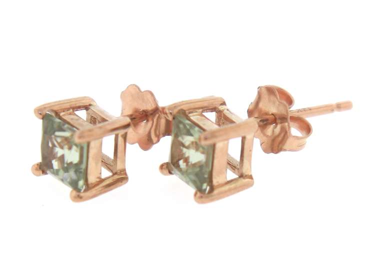Beautiful Green Amethyst Stud Earrings