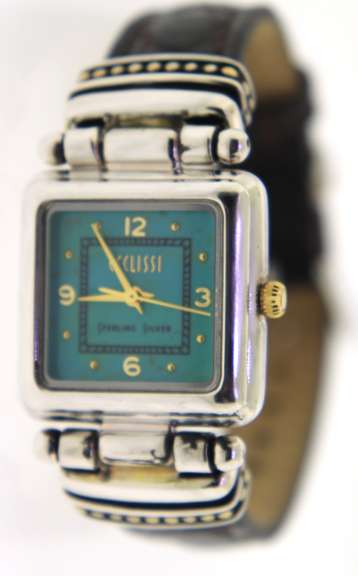 Eclissi Square Blue Dial & Brown Leather Strap Watch