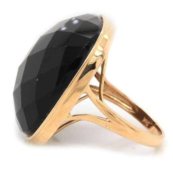 Amazing 14kt YG Checkerboard Cut Smokey Quartz Ring