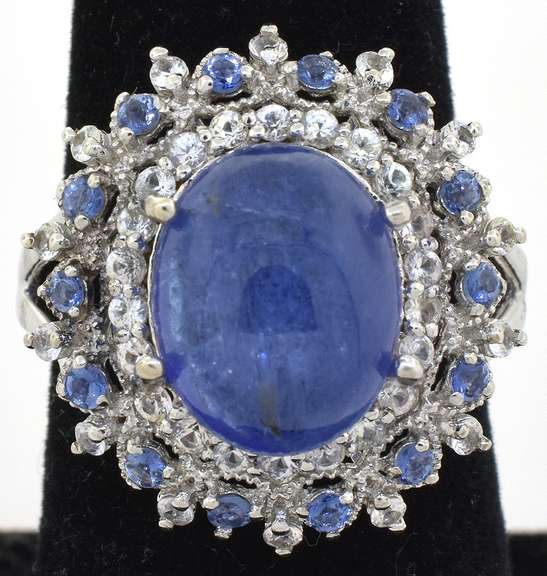 Breathtaking Tanzanite & White Sapphire Ring in Sterling Silver