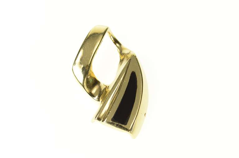 14K Yellow Gold Black Onyx Inlay Geometric Statement Pendant