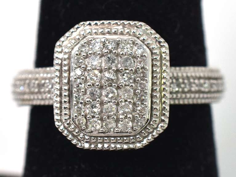 Sparkling Diamond Cluster Ring in Sterling Silver