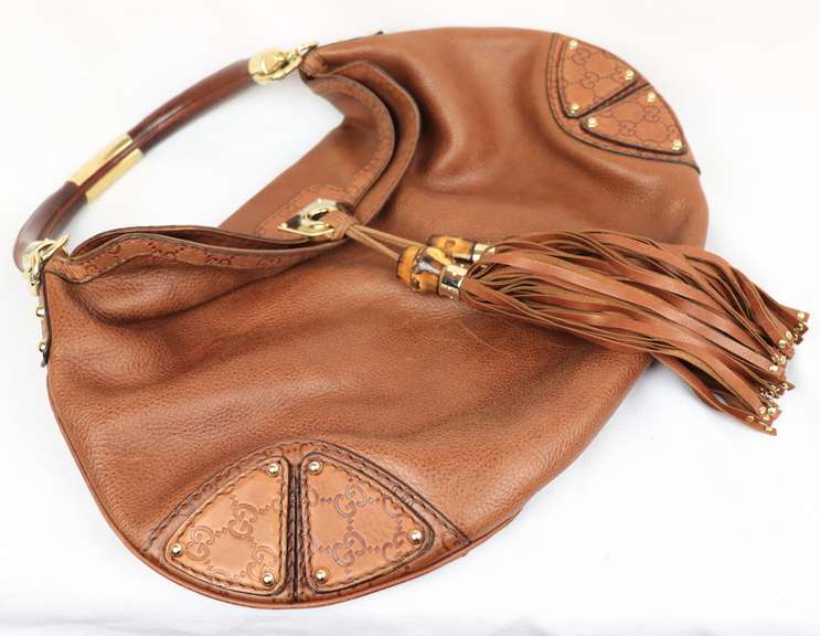 Gucci Brown Leather Babouska Indy Top Handle Bag