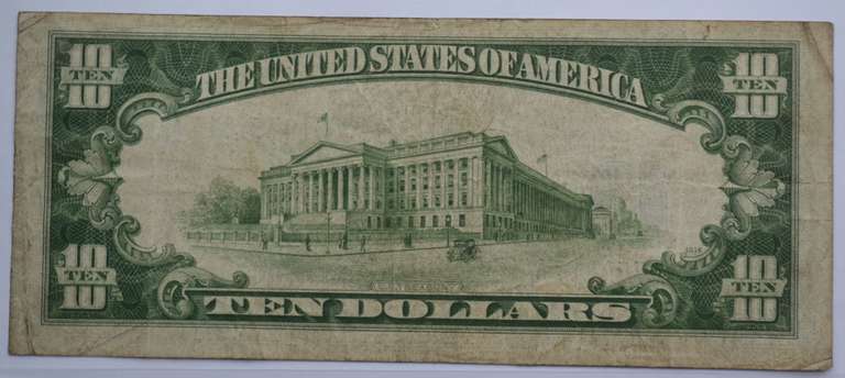 1934 A North  Africa $ 10 Silver Cert Emergency  Issue