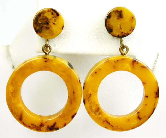 Vintage Bakelite Hoop Earrings