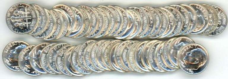 Original BU Roll of 1963-P Roosevelt Dimes