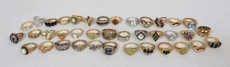 Big Group Lot of Stering Silver Gemstone Rings