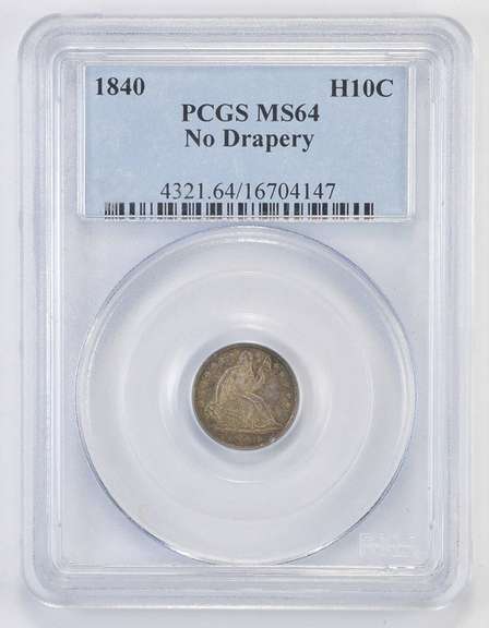 MS64 1840 Seated Liberty Half Dime - No Drapery - Graded PCGS
