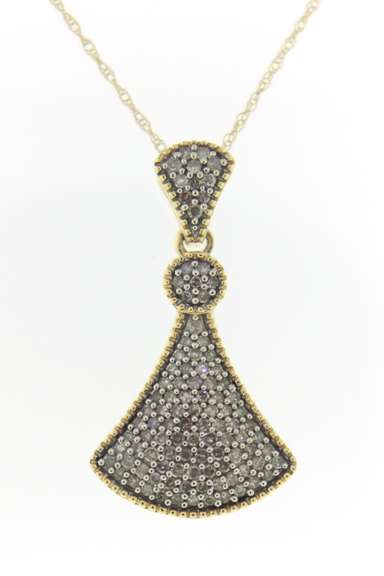 Fabulous 14kt Yellow Gold Fan Diamond Pendant on Chain