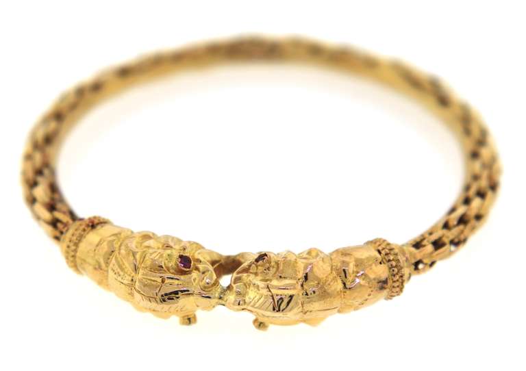 Amazing 21kt Yellow Gold Pair of Bangle Bracelets