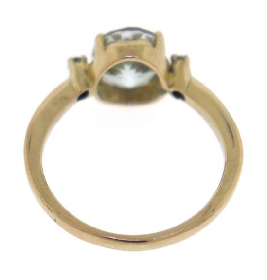 Favorite Yellow Gold Oval Aquamarine and Diamond Ring