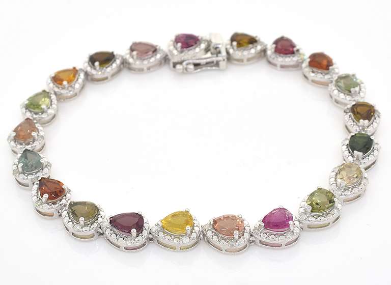 Fun Tourmaline & Diamond Bracelet in Sterling Silver