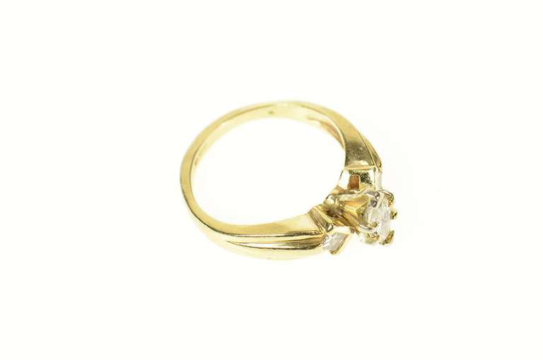 14K Yellow Gold 0.65 Ctw Marquise Diamond Princess Engagement Ring
