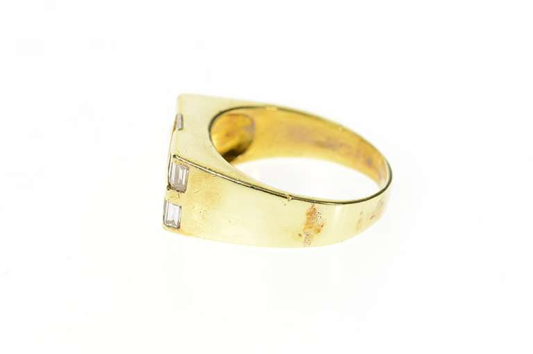 18K Yellow Gold 1.80 Ctw Baguette Squared Men's Statement Ring