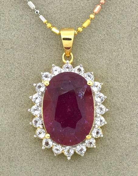 Delightful Ruby & Sapphire Necklace in Vermeil