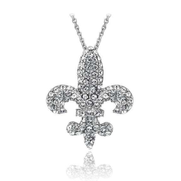 Silver Tone Swarovski Elements Fleur De Lis Necklace