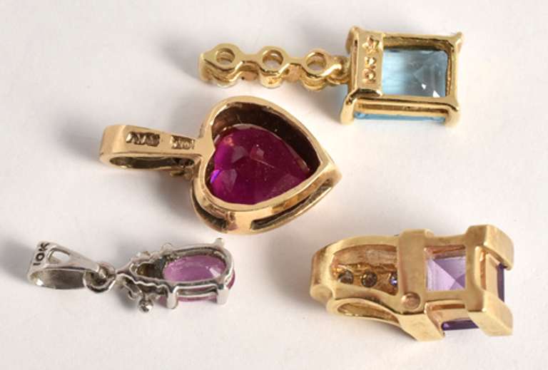 Group of 4 Colored Stone Pendants