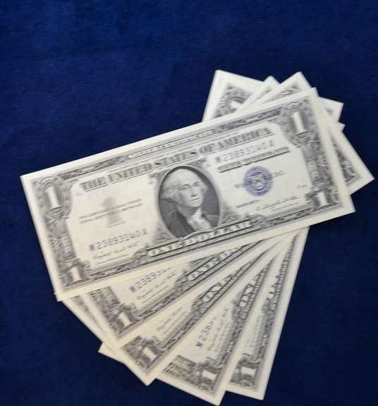 5 Consecutive BU One Dollar Silver Certificate