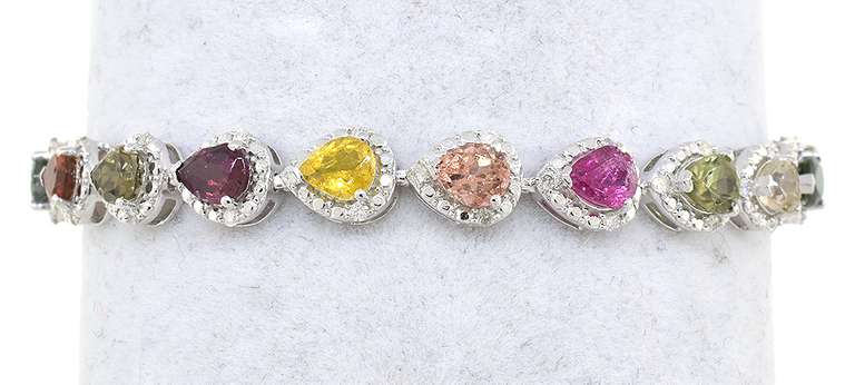 Fun Tourmaline & Diamond Bracelet in Sterling Silver