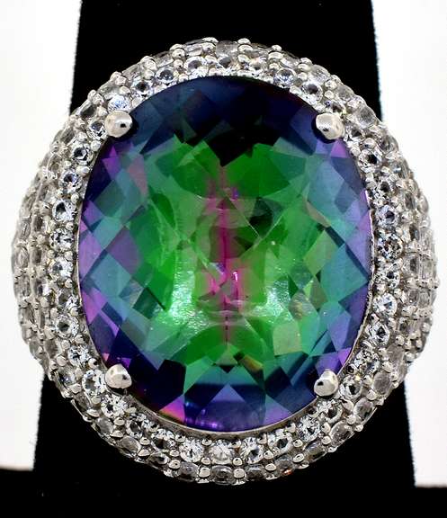 Regal Mystic Topaz & White Topaz Ring in Sterling Silver