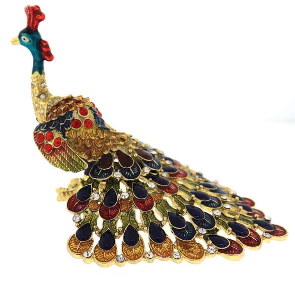 Peacock Rhinestones Trinket Box