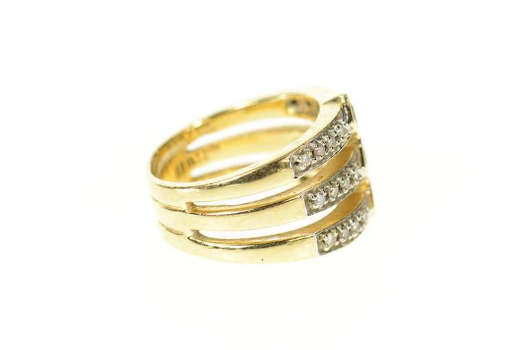 14K Yellow Gold Princess Diamond Tiered Statement Band Ring