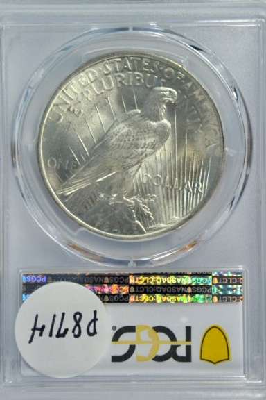 Superb Gem BU 1923 Peace Silver Dollar. PCGS MS65