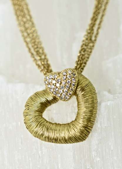 Elegant "Wrapped" 18K Diamond Heart on Necklace