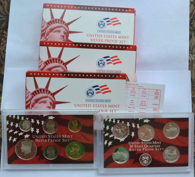 2004 & 2 2005 Silver US Proof Sets