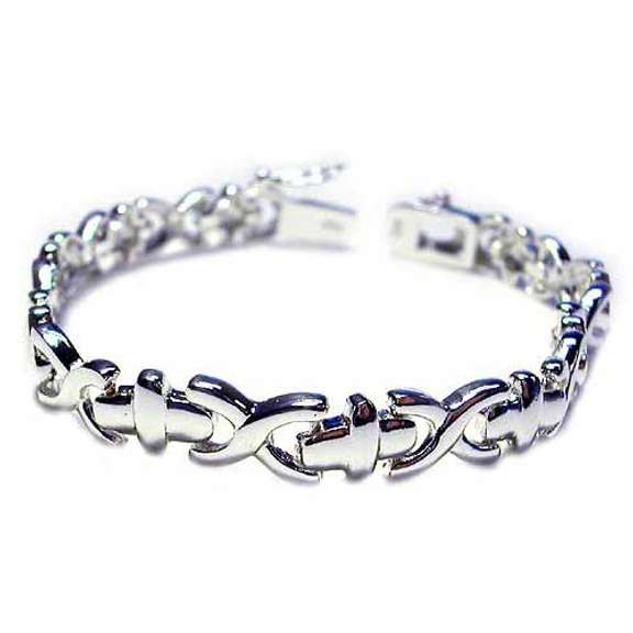 Sterling Silver X & Cross Link Bracelet