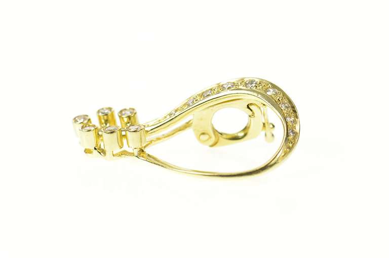 14K Yellow Gold 0.27 Ctw Diamond Floral Loop Statement Pendant
