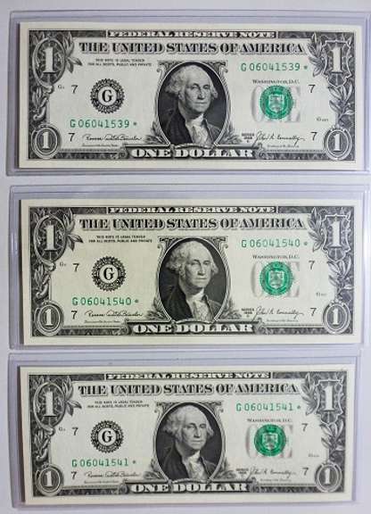 (3) Gem Crisp 1969-C $1 Star Notes FRB Of Chicago-Consecutive Tough Series!