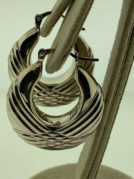 Pure .999 Silver Sculptural Hoop Earrings