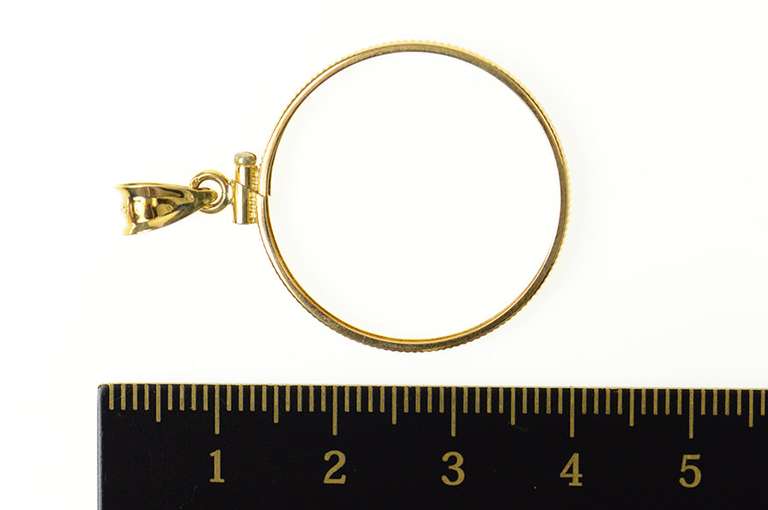 14K Yellow Gold Italian 5 Lira Coin Bezel Holder Pendant