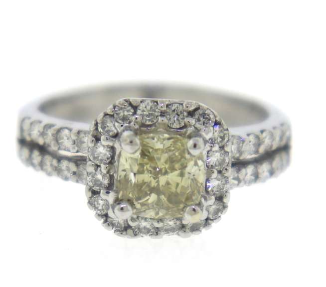 Fancy BrowinshGreenish Yellow Diamond Ring