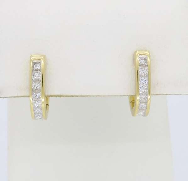 18k Huggie .95CTW Diamond Earrings