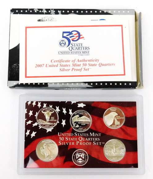 2007 Silver Proof State Quarters Set w/COA