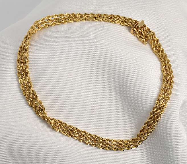 Triple Strand Gold Rope Bracelet