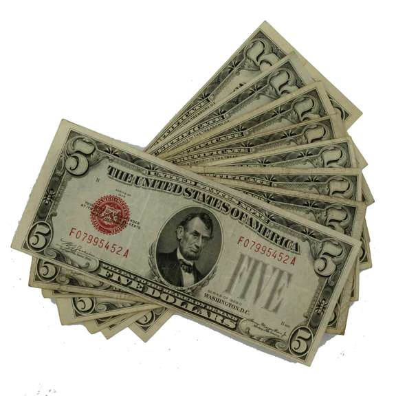 10 Assorted Red &Blue Seal $5 Notes