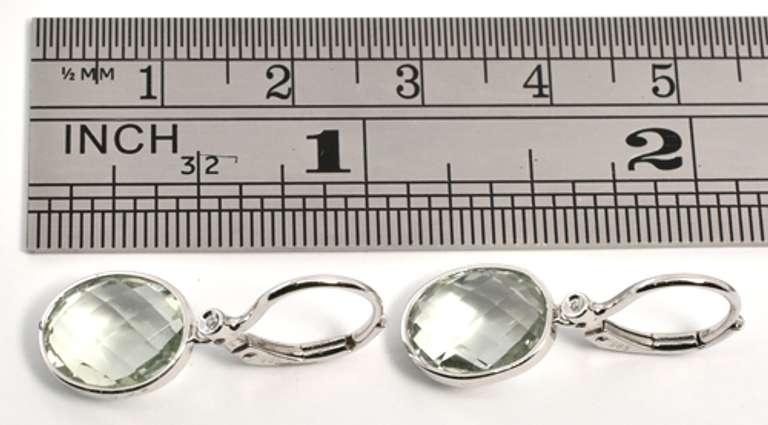 Smart Green Amethyst & Diamond Earrings in 14K WG