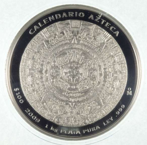 2009 $100 Mexico 1 Kg .999 Fine Silver - Aztec Calendar