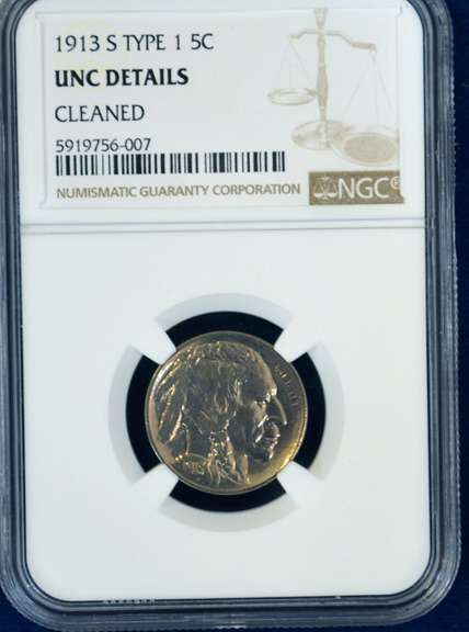 1913 S Type 1 5C NGC  UNC Details