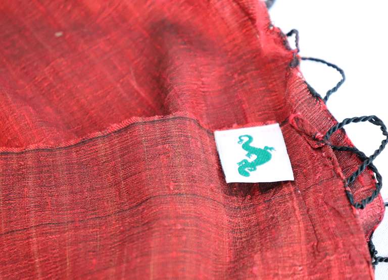 Green Gecko Red Silk Scarf