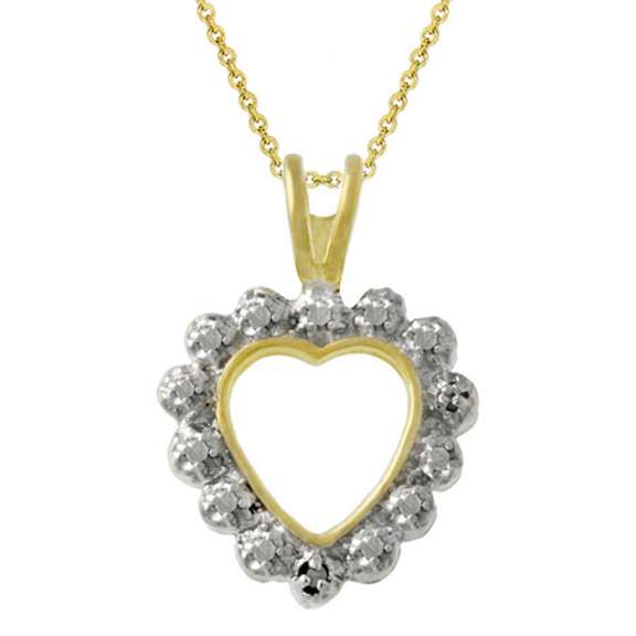 18k Gold over Silver Two-Toned Diamond Accent Open Heart Pendant