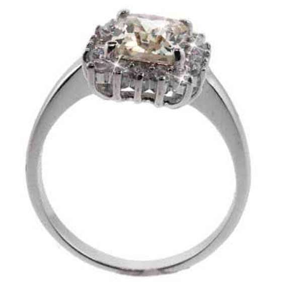 Sterling Silver Champagne & Clear CZ Ring