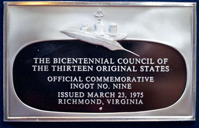 Franklin Mint Bicentennial Council The Thirteen Original States Ingot # 9