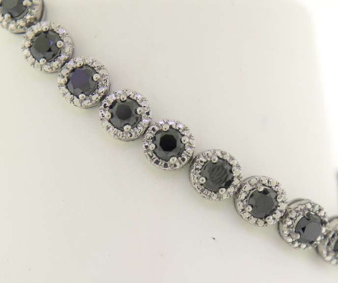 Powerful 10ct Round Brilliant Cut Black Halo Diamond Bracelet